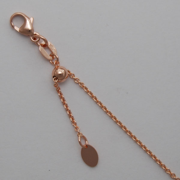 18K Rose Gold Round Cable 1.3mm, Adjustable Chain