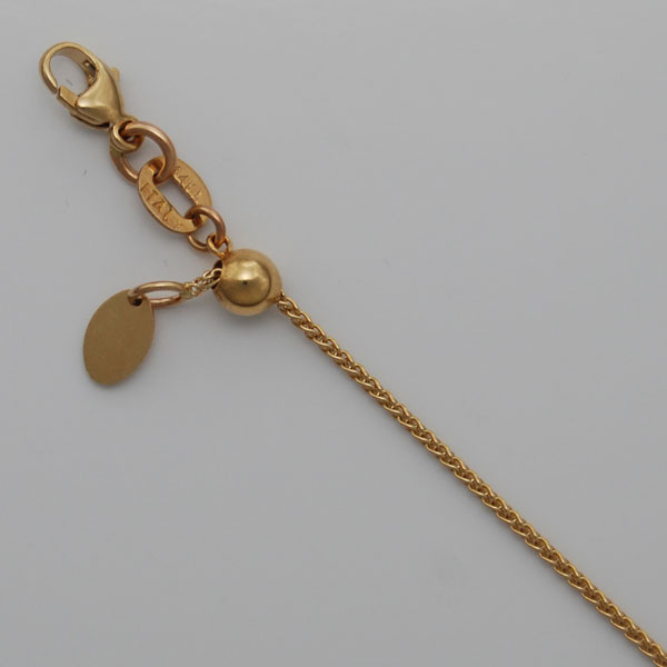 18K Yellow Gold Wheat 0.9mm, Adjustable Chain