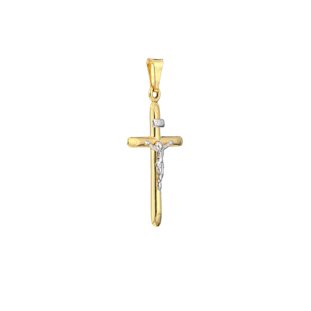 Two-Tone Hollow Crucifix Pendant