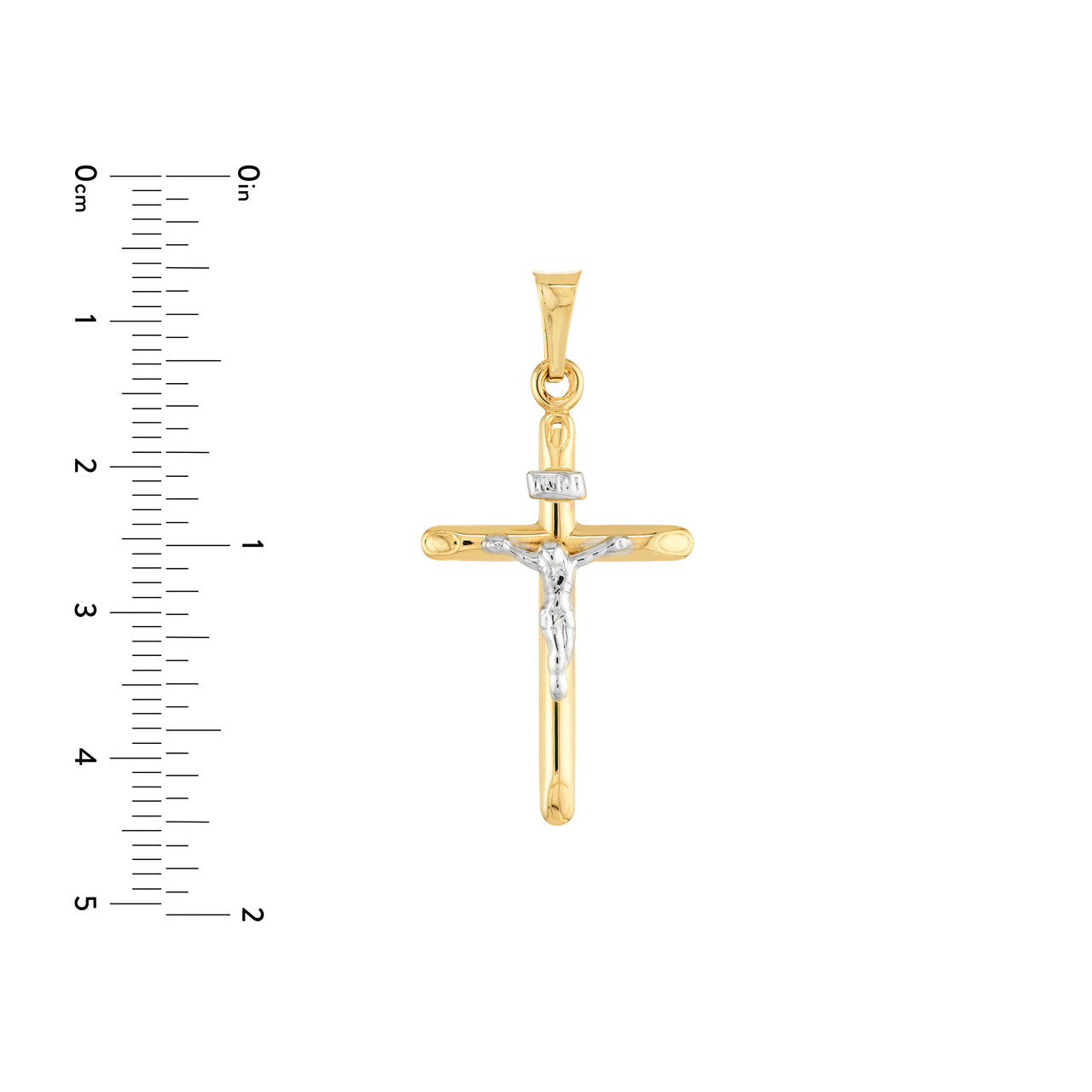 Two-Tone Hollow Crucifix Pendant
