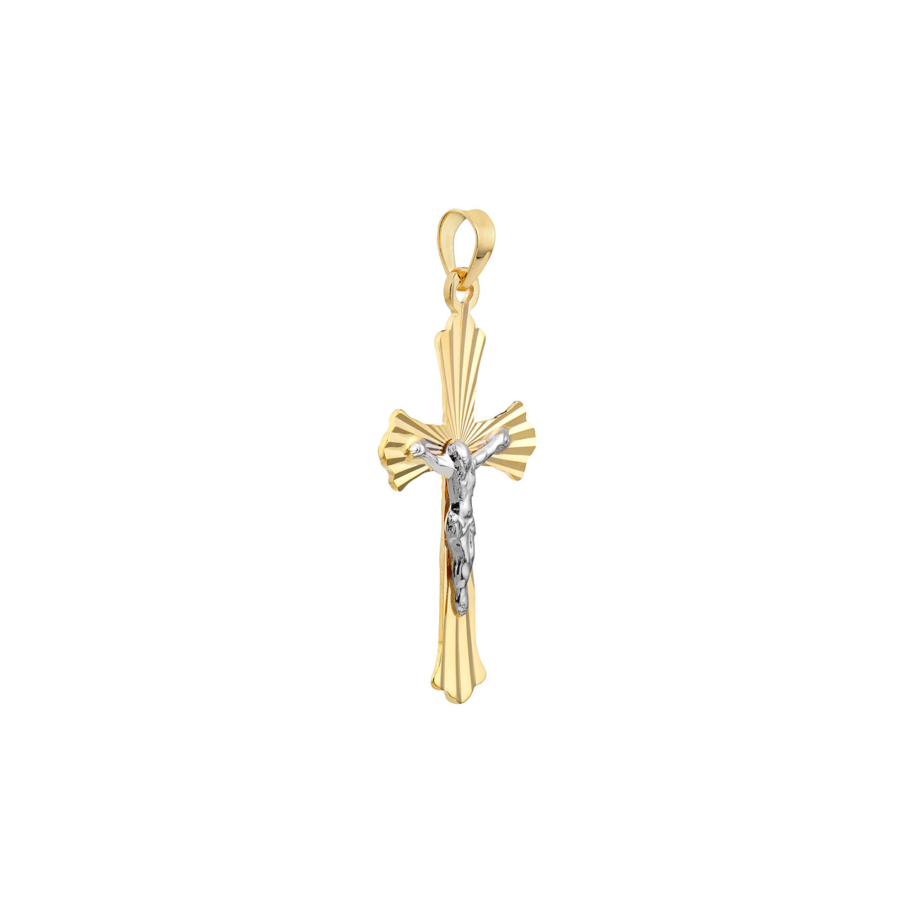 Two-Tone Fluted Crucifix Pendant