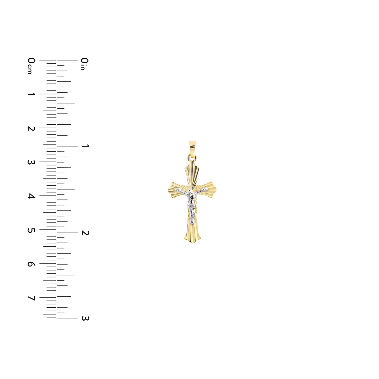 Two-Tone Fluted Crucifix Pendant