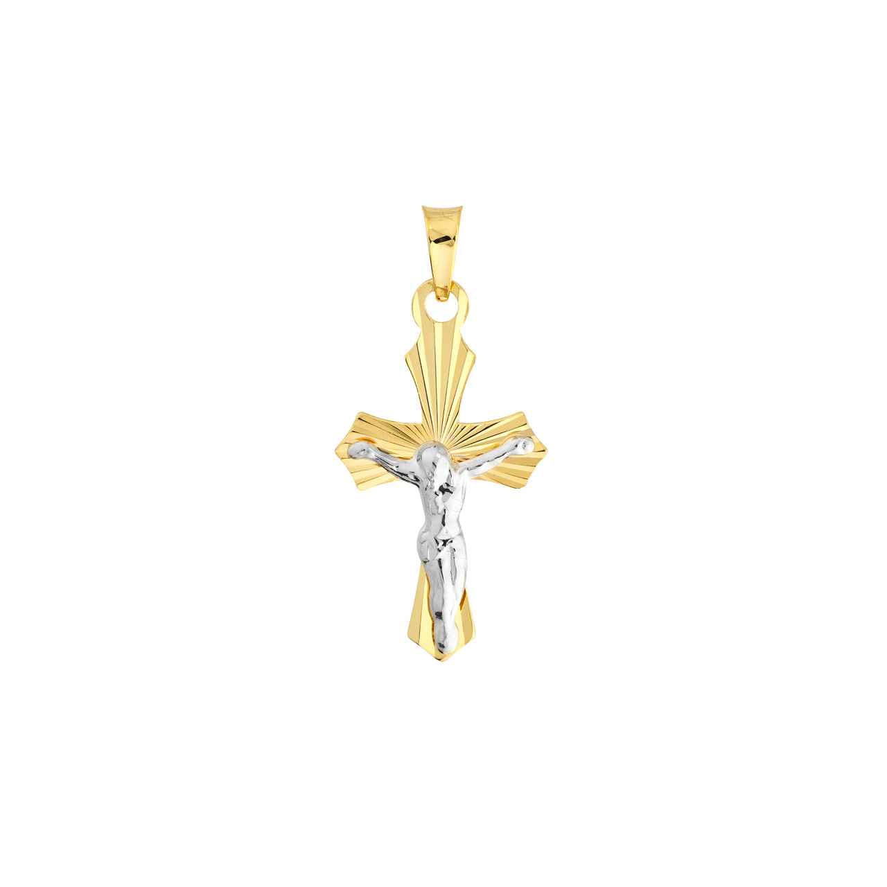 Two-Tone Small Diamond Cut Crucifix