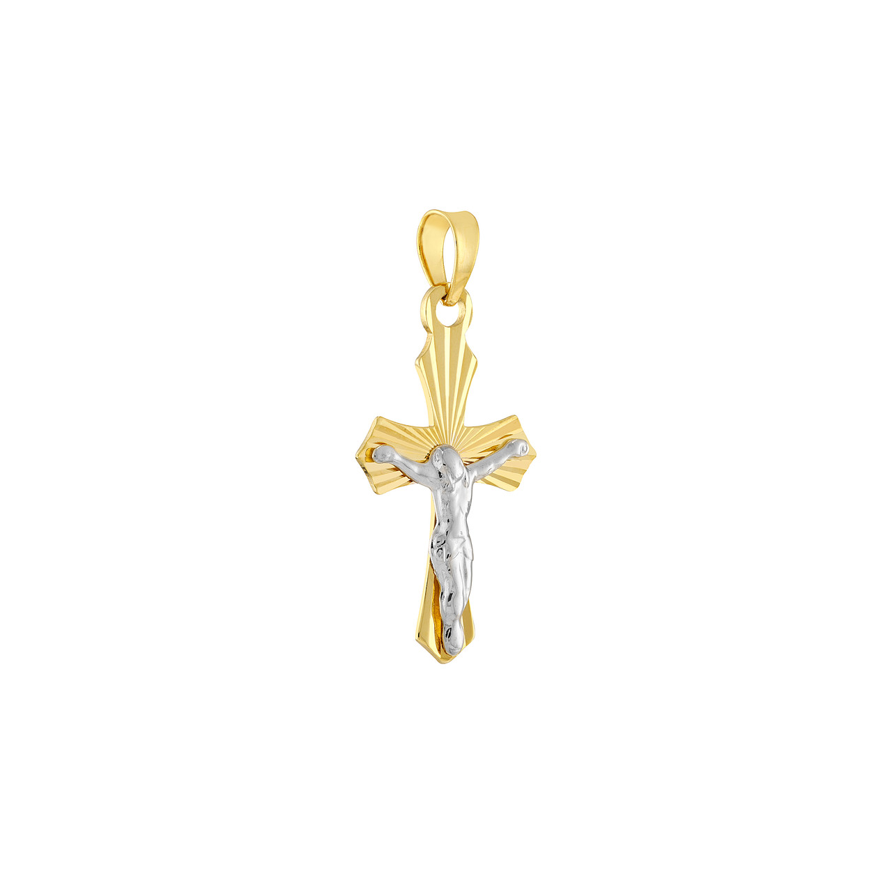 Two-Tone Small Diamond Cut Crucifix