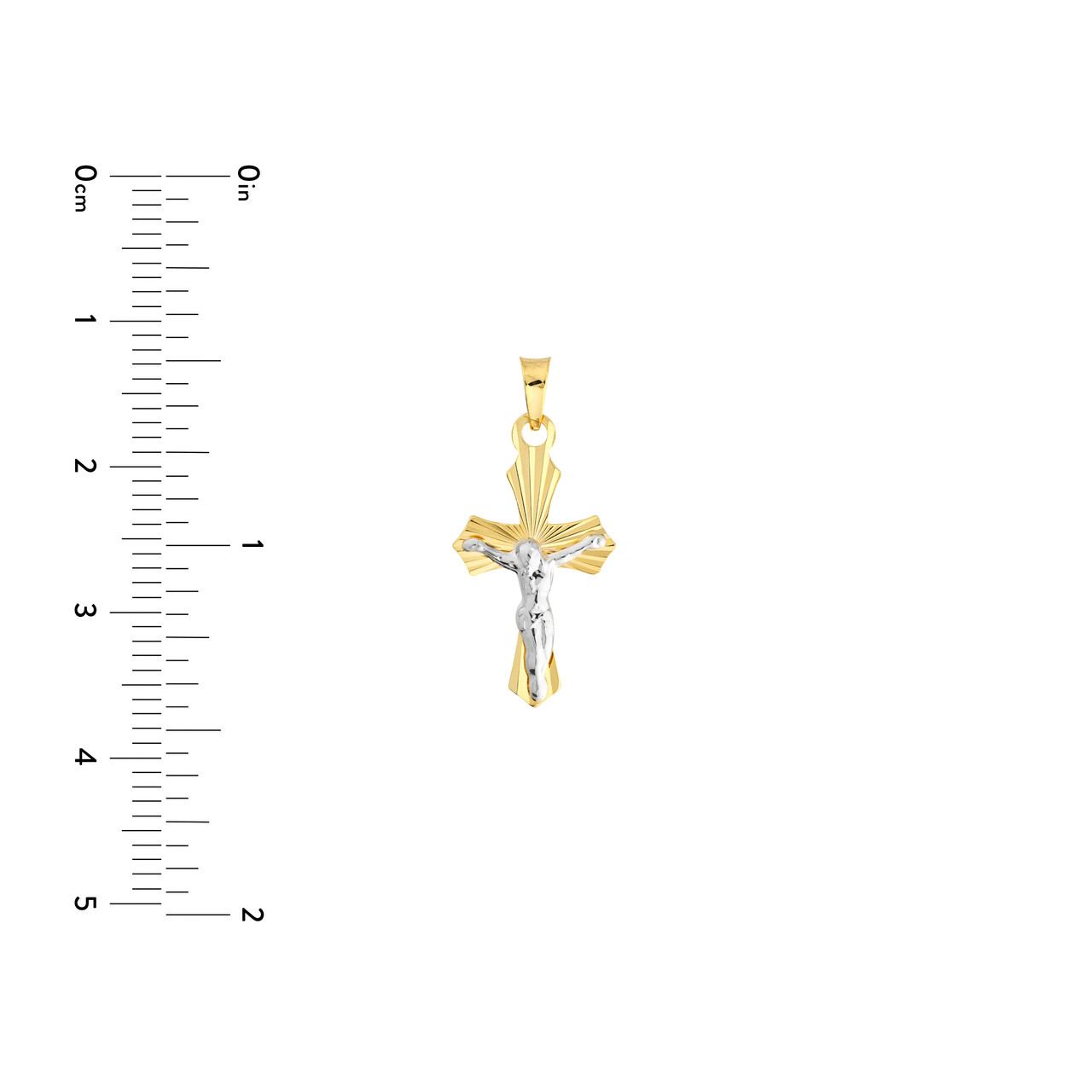 Two-Tone Small Diamond Cut Crucifix