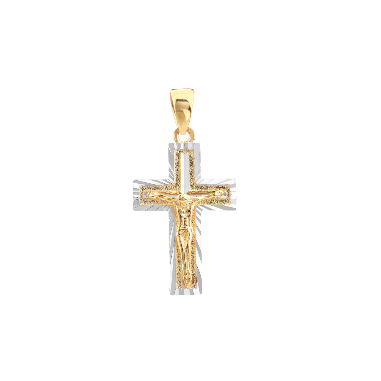 Two-Tone Diamond Cut Crucifix Pendant