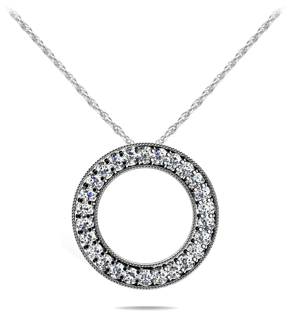 Milgrain Diamond Circle Pendant