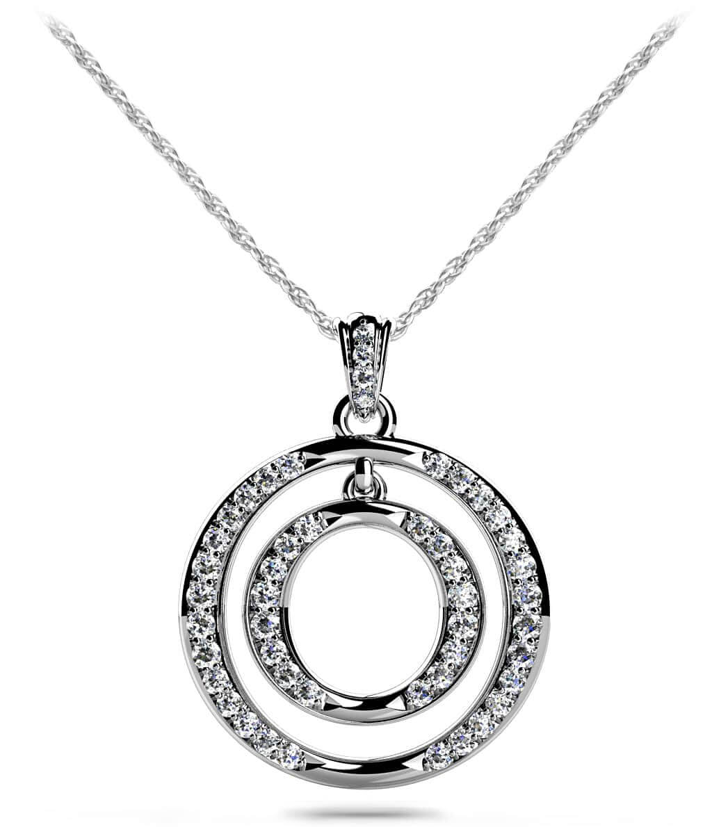 Dual Circle Diamond Accented Diamond Pendant