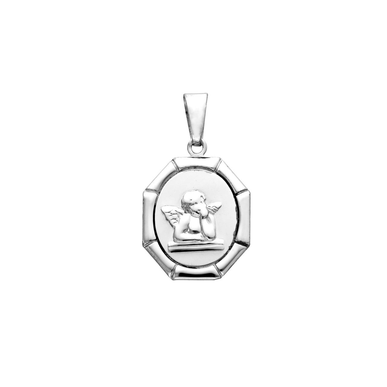 Sterling Silver  8 Sided Angel Pendant