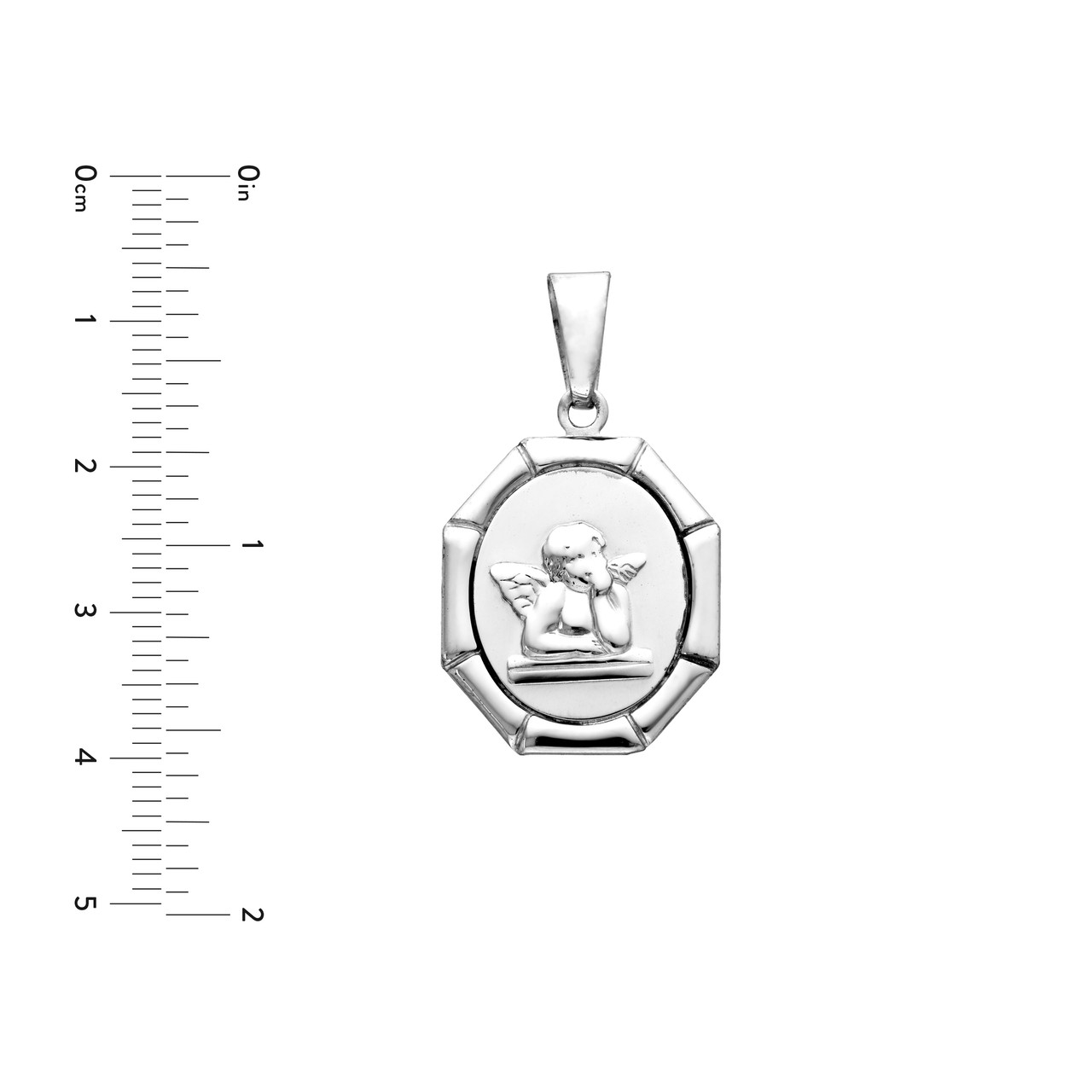 Sterling Silver  8 Sided Angel Pendant