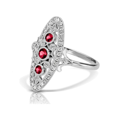 3 Stone Ruby Vintage Ring