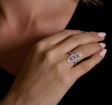 3 Stone Ruby Vintage Ring