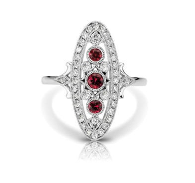 3 Stone Ruby Vintage Ring