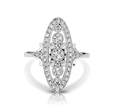 3 Stone Diamond Vintage Ring